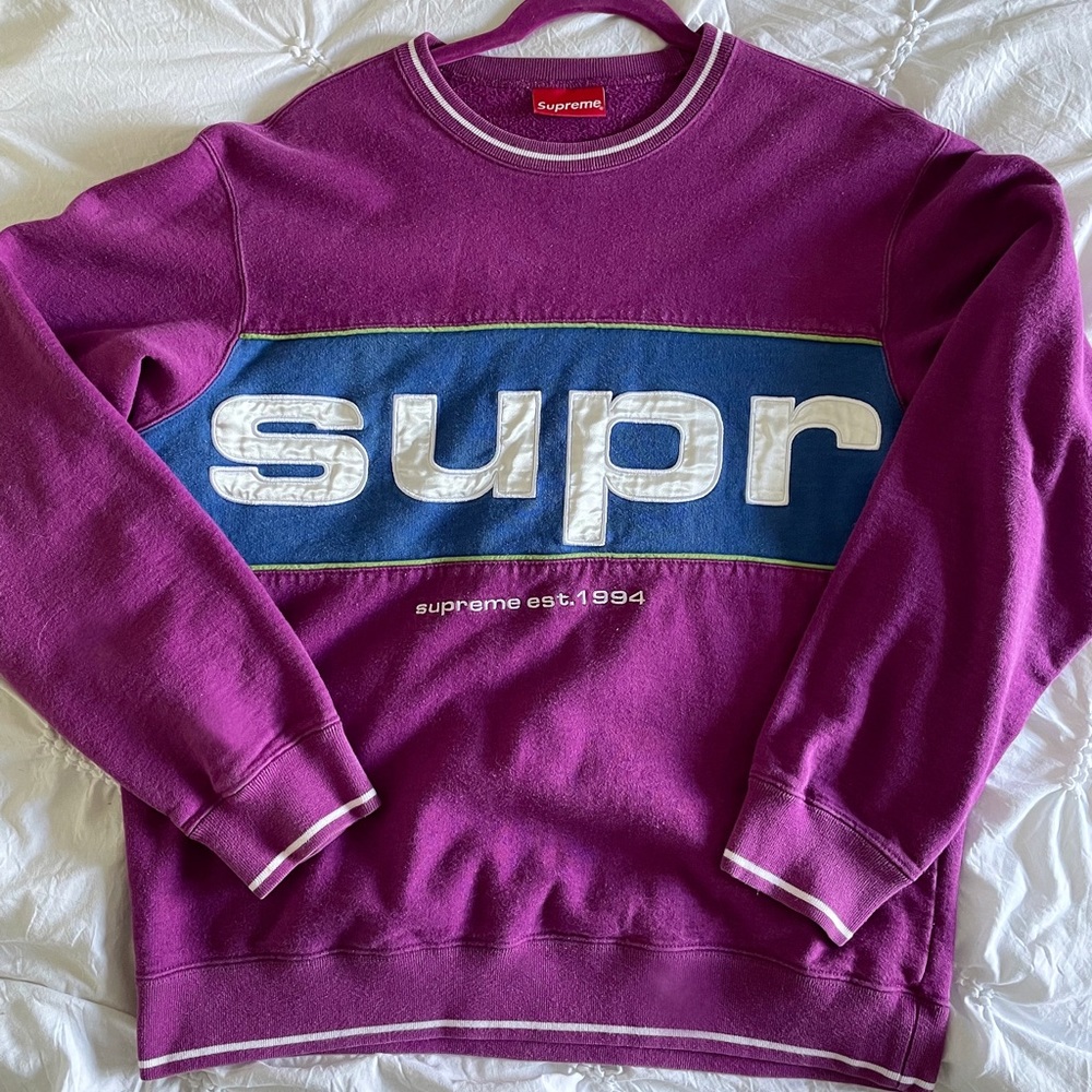 Supreme Piping Crewneck Dark Magenta